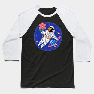 astronaut woman on space with flowers Baseball T-Shirt